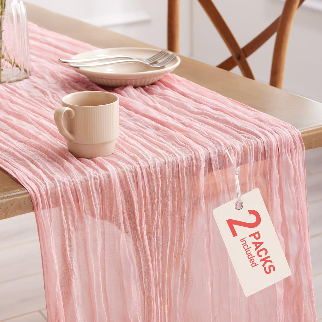 Pureegg 2 Pack Cheesecloth Table Runner 120 Inch Black