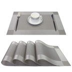 PIGCHCY Place Mats Heat-Resistant Non Slip Placemats Washable Easy to Clean Woven Vinyl Placemats for Dining Table (Set of 4, Brown)