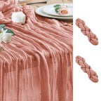 Wokceer Cheesecloth Table Runner Beige 10FT Boho Gauze Runner, 2 Pack