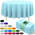 10 Pack Gold Round Tablecloth 84 Inch Round Plastic Table Cloth Disposable Waterproof Table Cover for Wedding Birthday Bridal Shower Party Decorations