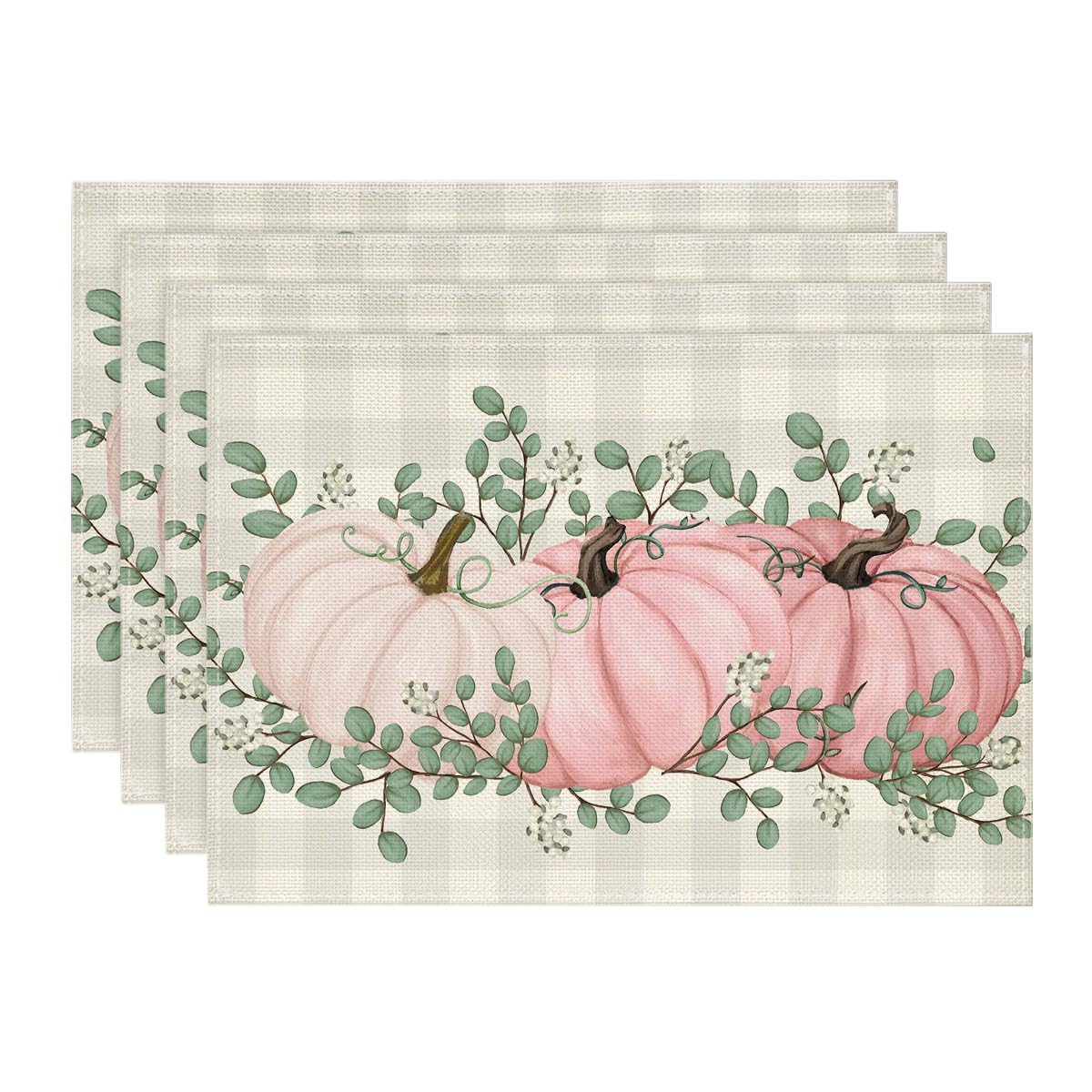Artoid Mode Beige Pumpkins Leaves Fall Placemats Set of 4-12 x 18 Inch