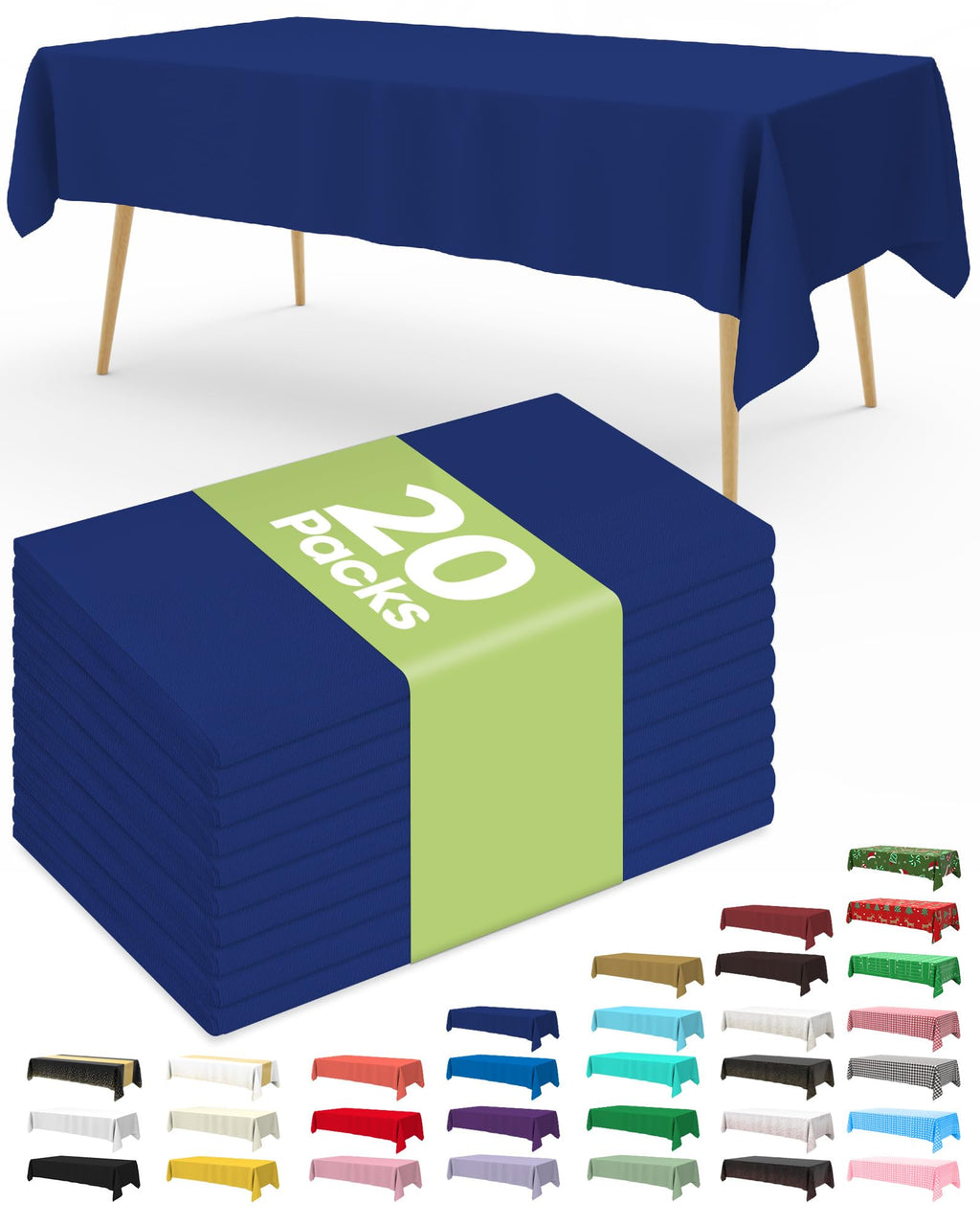Pureegg 20 Pack Sage Green Disposable Plastic Tablecloth 54x108 Inch