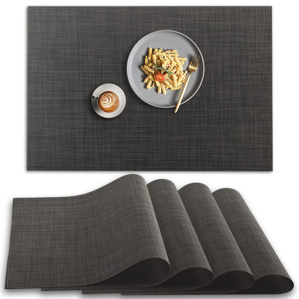 homEdge PVC Placemat, 4 PCS of Non-Slip Heat Resistant Place Mats, Washable Vinyl Placemats, Set of 4 – Red