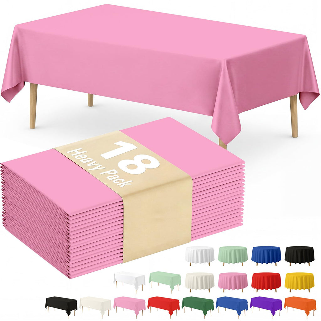 Fixwal 8 Pack Disposable White Rectangle Plastic Tablecloth, 70 x 120 Inch