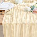 Wokceer Cheesecloth Table Runner Beige 10FT Boho Gauze Runner, 2 Pack