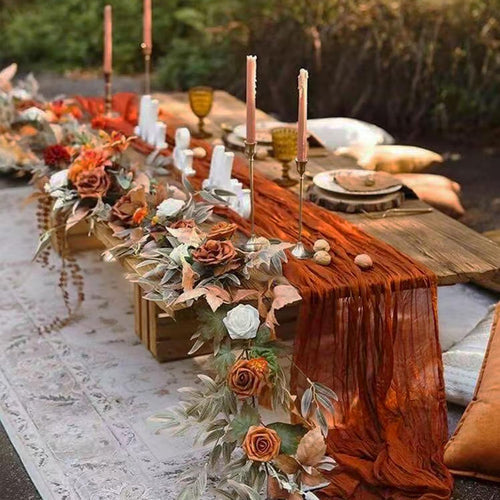 6Pack Terracotta Cheesecloth Table Runner 17x108 inch Sheer Table Runner