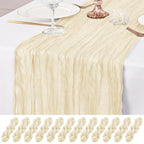 12 Pack Brown Table Runner 10Ft Cheesecloth Table Runner Rustic Gauze Table Runners Romantic Long Sheer Fabric Cheese Cloth Table Runners for Wedding Party Bridal Baby Shower