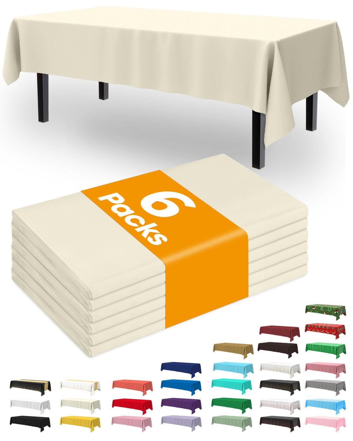 Pureegg Thanksgiving Tablecloths 6 Pack, 54 x 108 Inch, Pumpkin Harvest