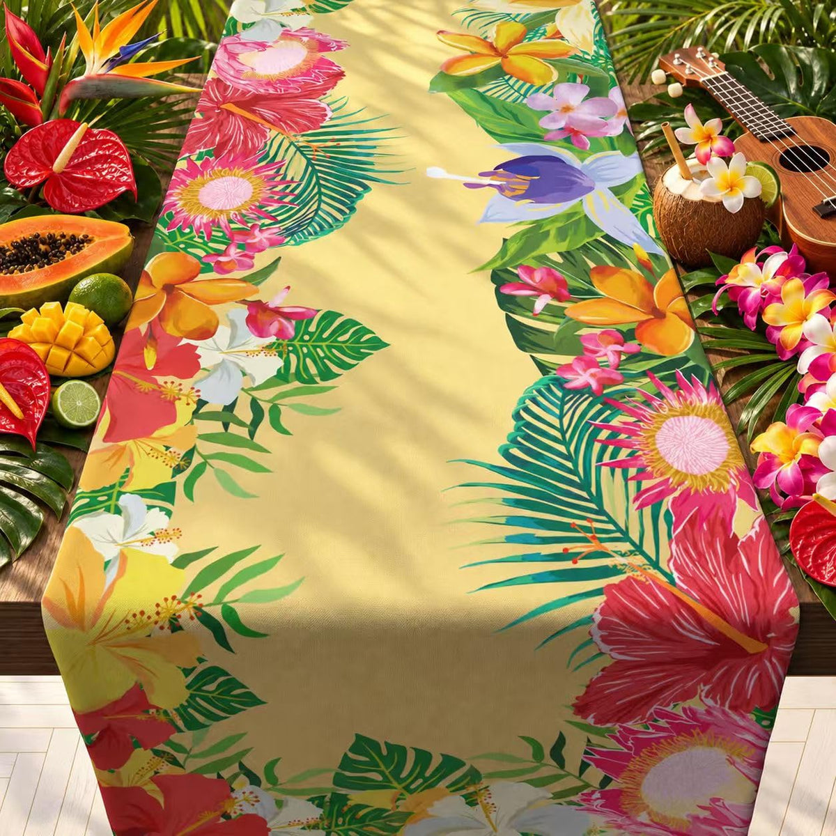 Fall Decorations for Home - Orange Lace Fall Leaves Table Runner