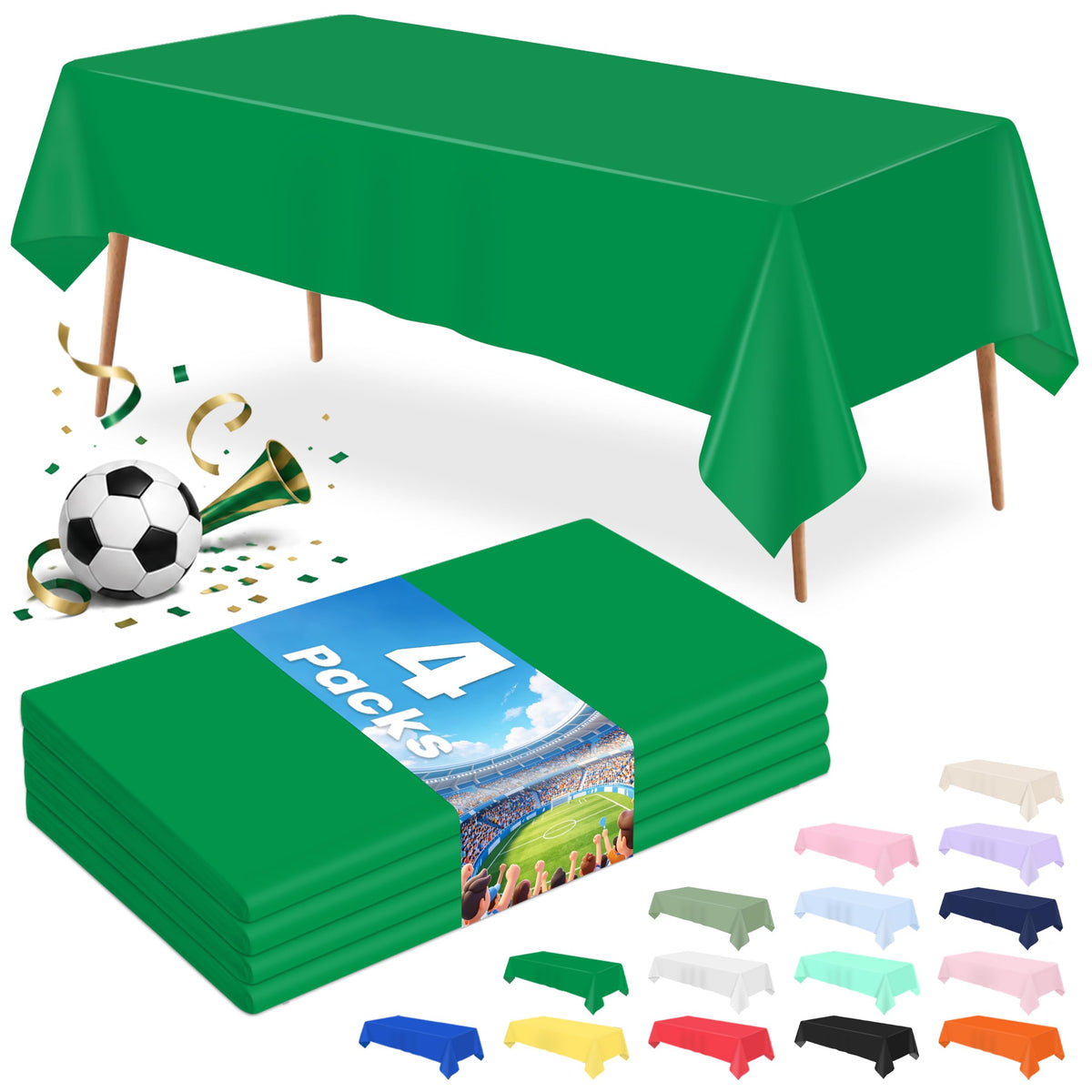 4 Pcs Light Blue Tablecloth 54 X 108 Inch Disposable Plastic Blue Tablecloths Waterproof Table Cloth Rectangular Table Cover for Boy Birthday Baby Shower Outdoor Picnic Party Decorations