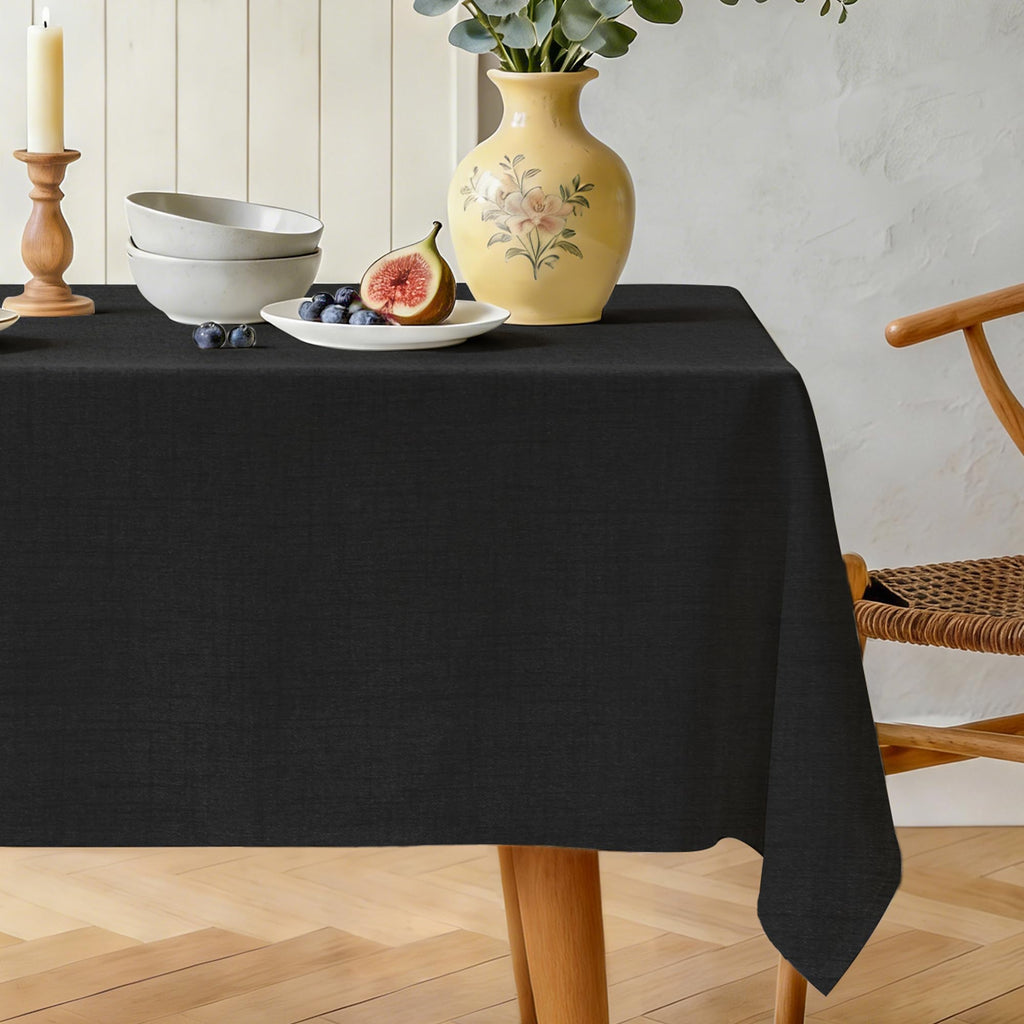 Natural Linen Rectangle Tablecloth, Slubby Textured Fall Lightweight Table Cloth 60 x 84 Inch, Water Resistant Stain Resistant Farmhouse Burlap Table Cover for Kitchen Dining Room, Brown