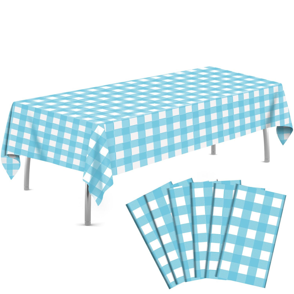 tujol Pink 6 Pack Plastic Table Cloth 54" x 108", Disposable Tablecloths Rectangle Table Cover, Plastic Tablecloths for Parties