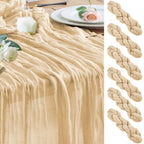Wokceer Cheesecloth Table Runner Beige 10FT Boho Gauze Runner, 2 Pack