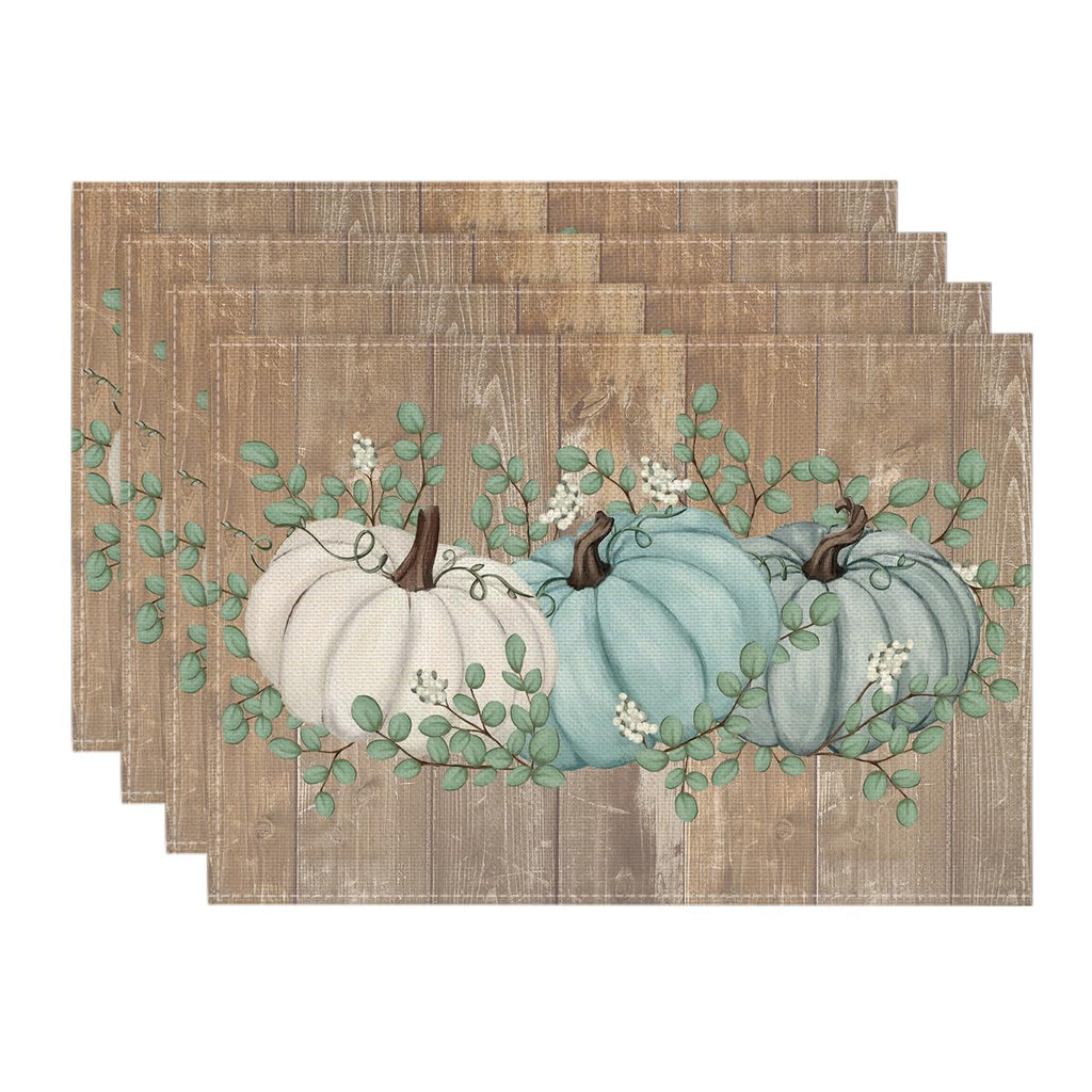 Artoid Mode Beige Pumpkins Leaves Fall Placemats Set of 4-12 x 18 Inch