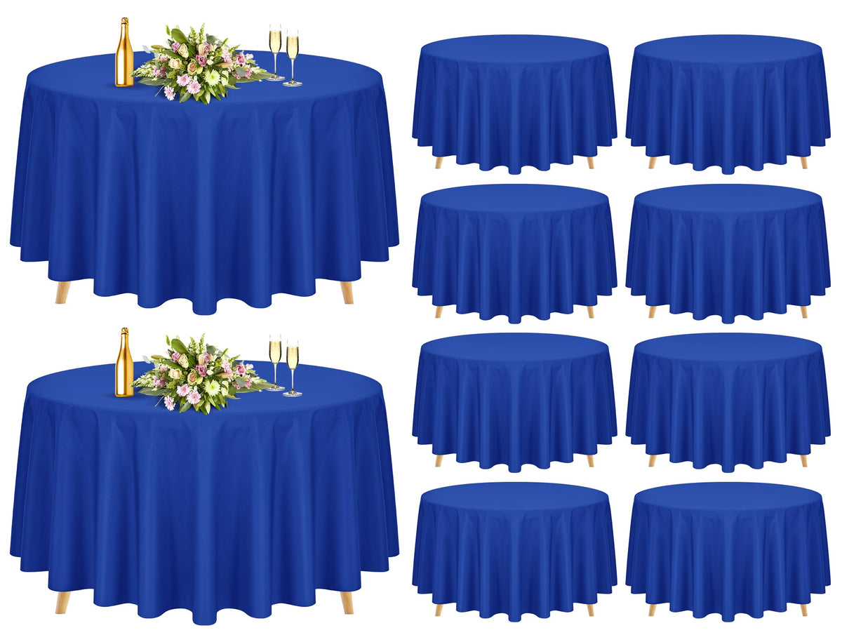 10 Pack Navy Blue Round Tablecloths 90 Inch, Polyester Round Table Cloth Circle Bulk Linen Washable Table Cloth Stain and Wrinkle Resistant Circle Table Cover for Wedding Party Dining Banquet