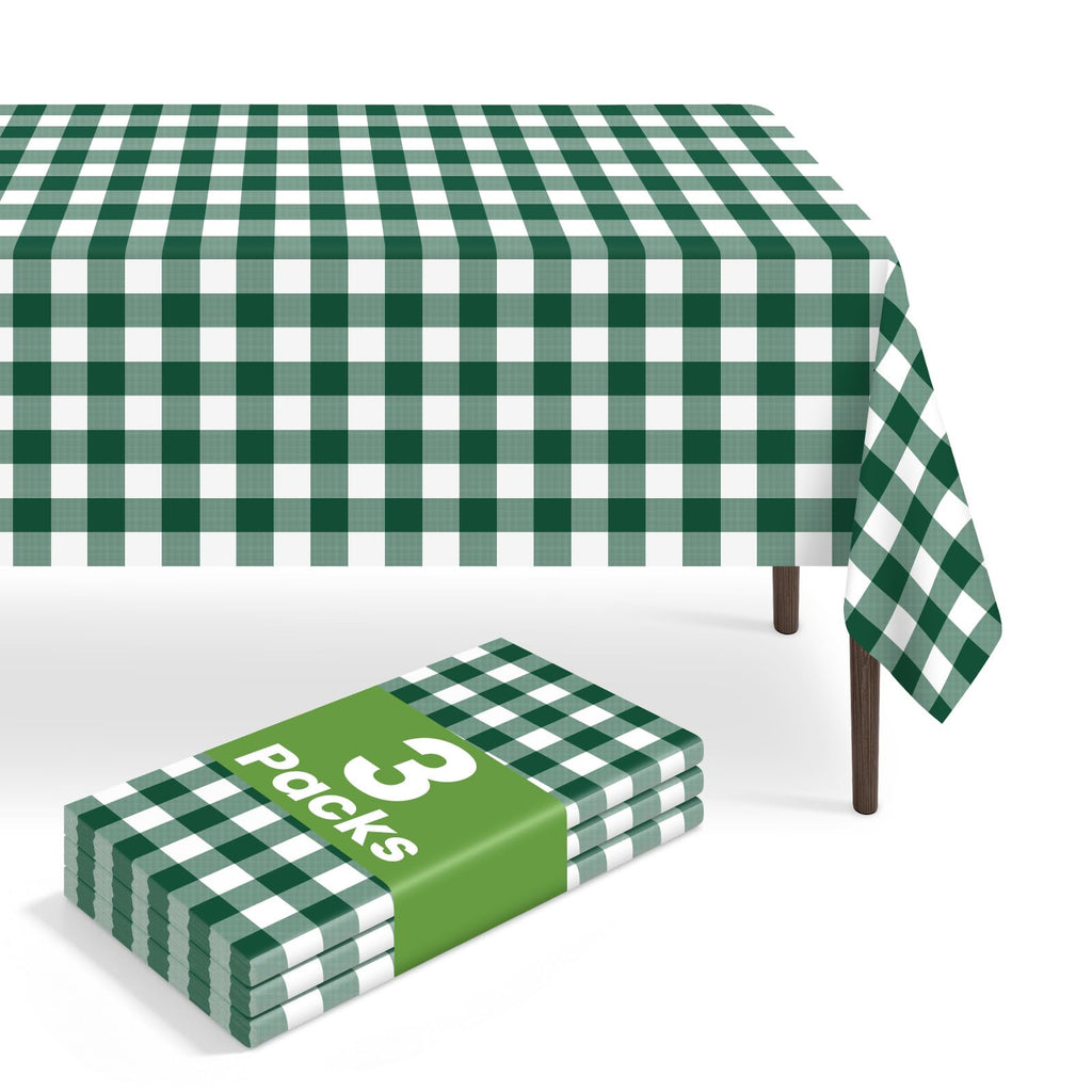 6 Pack Disposable Blue Gingham Plastic Tablecloth, 54 x 108 Inch
