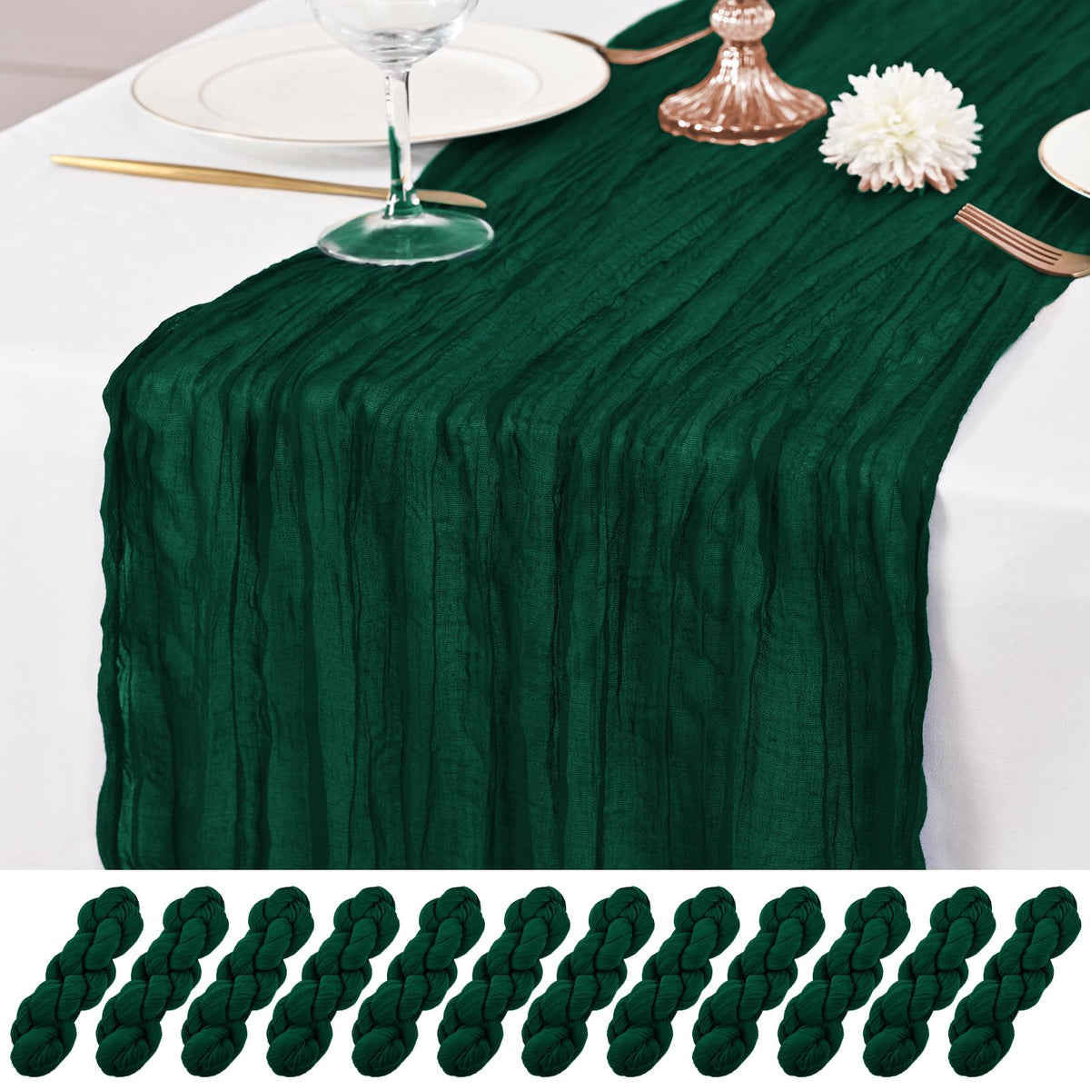 12 Pack Brown Table Runner 10Ft Cheesecloth Table Runner Rustic Gauze Table Runners Romantic Long Sheer Fabric Cheese Cloth Table Runners for Wedding Party Bridal Baby Shower