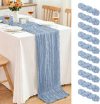 10 Pack Dusty Blue Cheesecloth Table Runner, 17x108 Inch Semi Sheer Boho Gauze Cheese Cloth Fabric Table Runners for Wedding Party Baby Shower Birthday Garden Farmhouse Table Decor