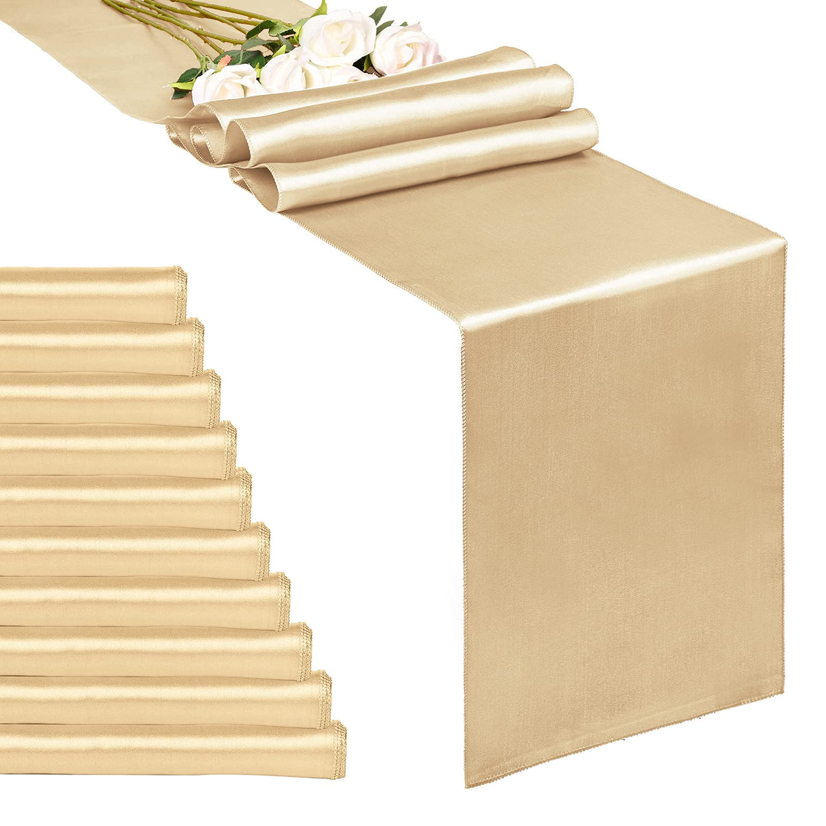 10-Pack Gold 12 x 108 inches Long Premium Satin Table Runner