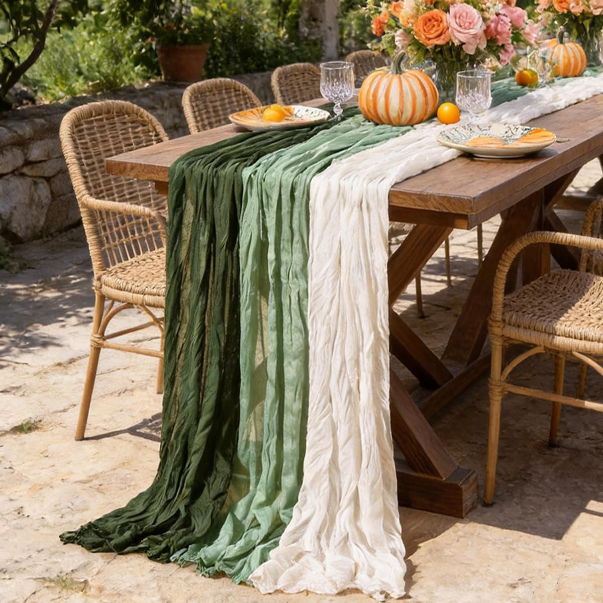 Blue Cheesecloth Table Runner Fall Boho Wedding Birthday Party Home Decor