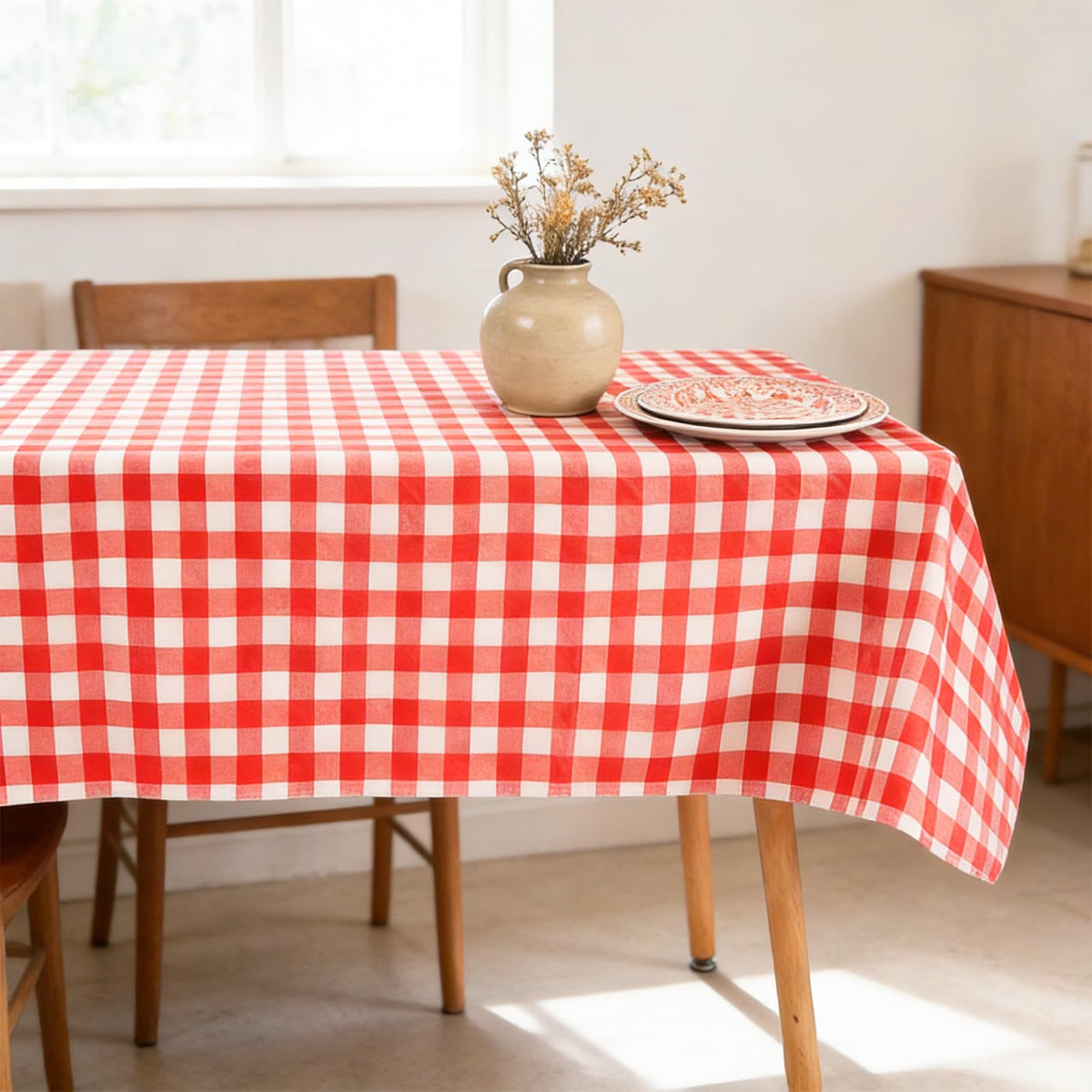 OUTCREATOR Halloween Tablecloth with Flannel Backing, Waterproof Round Table Cloth, Wipeable Plastic Table Cover for Fall Party Kitchen Dining Decor(Orange Halloween Silhouette, 60")
