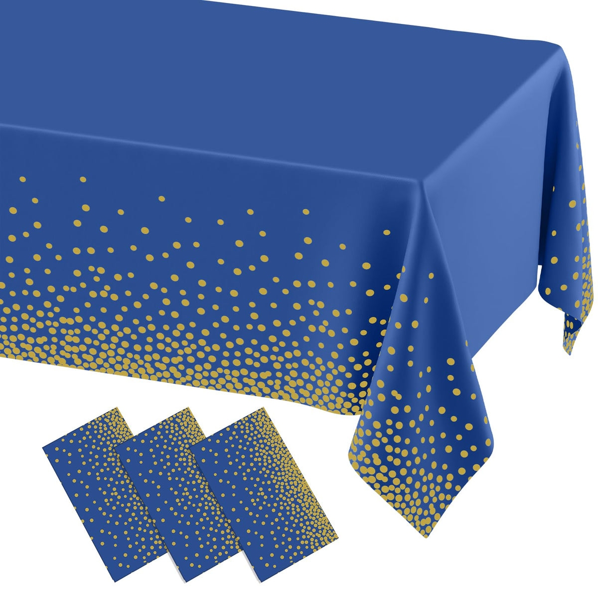 misaya 3 Packs Disposable Plastic Table Cloth, Gold Dots in White