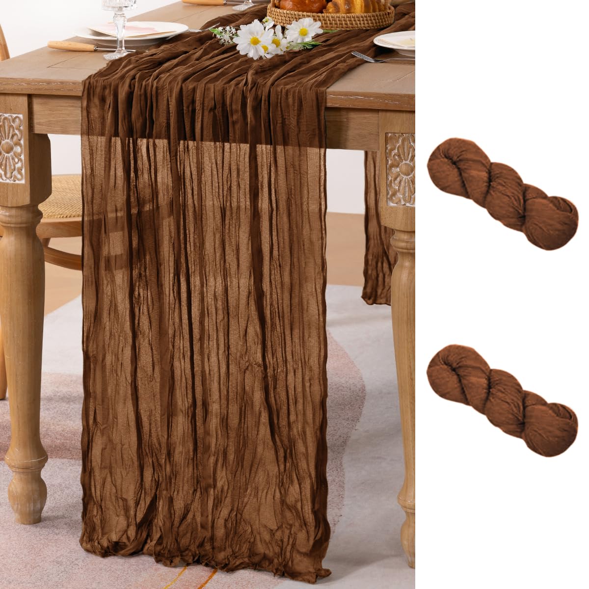 Ivory Cheesecloth Table Runner Farmhouse Fall Table Runner 10ft, 12 Pack