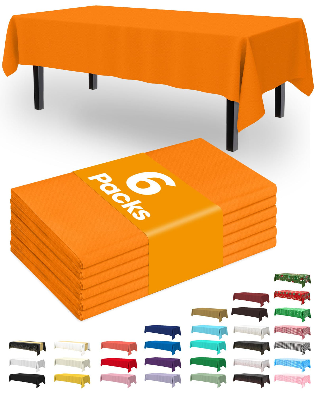 Pureegg Thanksgiving Tablecloths 6 Pack, 54 x 108 Inch, Pumpkin Harvest