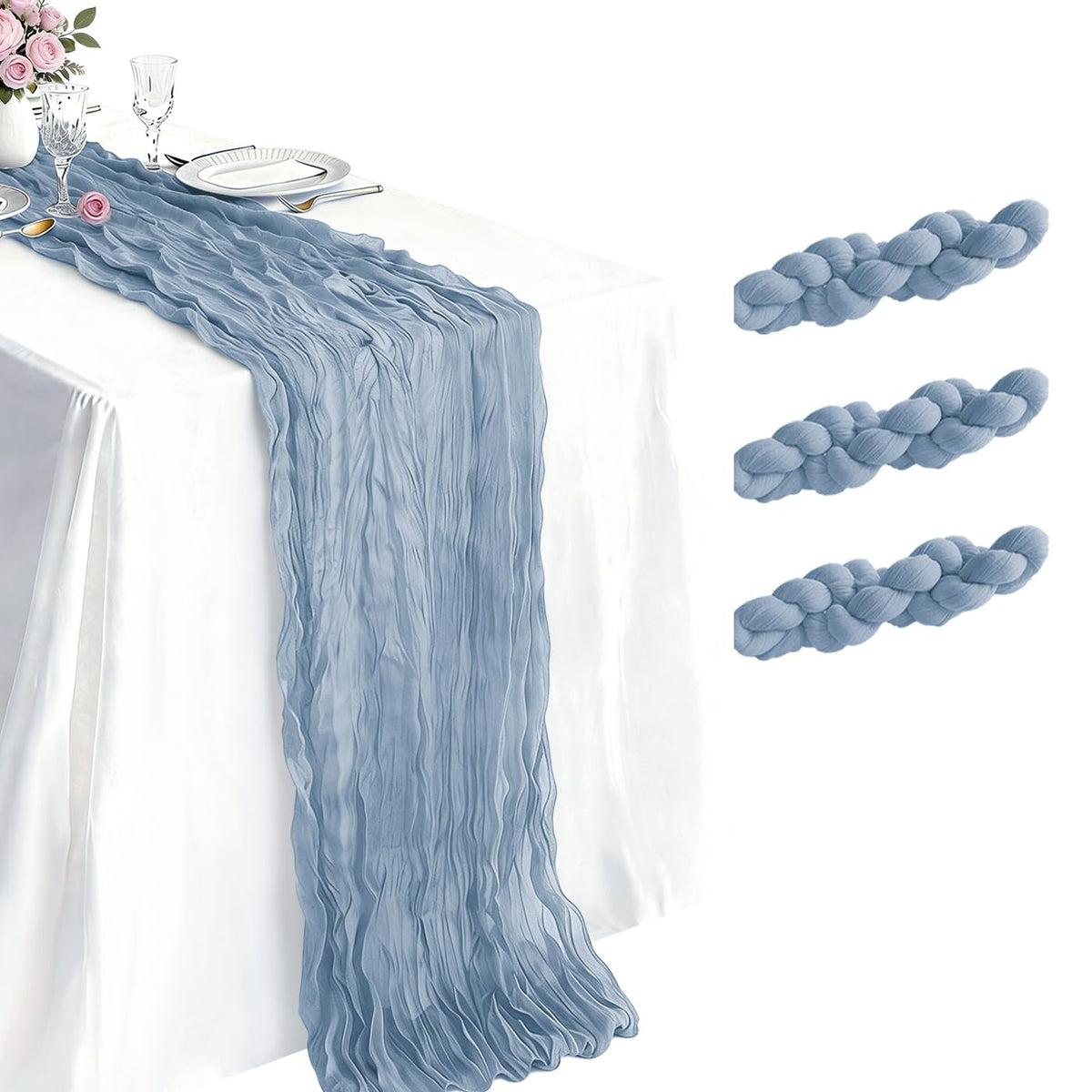 10 Pack Sage Green Cheesecloth Table Runner 21 x 120 Inch Boho Gauze Sheer Table Runner 10FT Long for Wedding Baby Shower Bridal Shower Easter Holiday Birthday Home Decor
