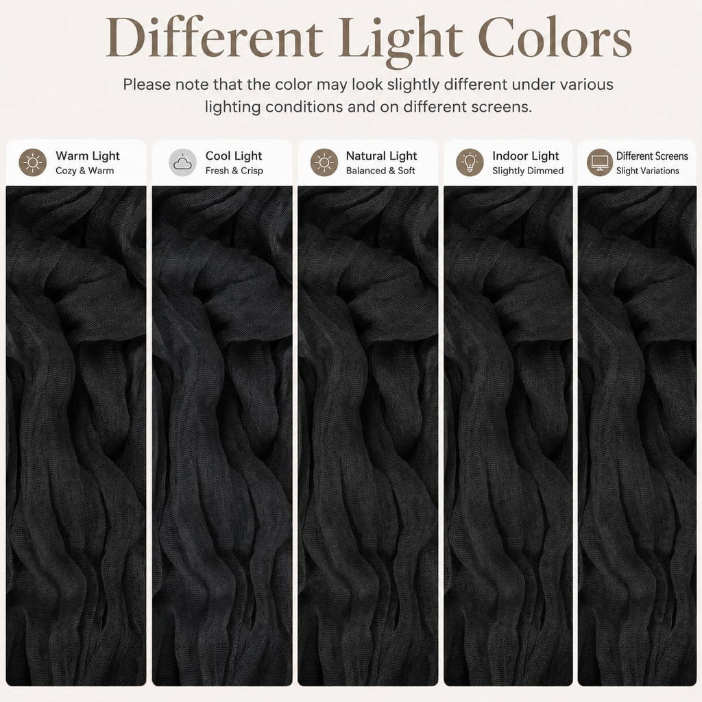 8 Pack Black Cheesecloth Table Runner 17x108 Inch Boho Gauze Sheer Table Runners for Wedding Party Shower Bridal Shower Birthday Home Decor