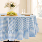 Romanstile Fall Gingham Ruffled Tablecloth Rectangle, 60 x 84 Inch Orange