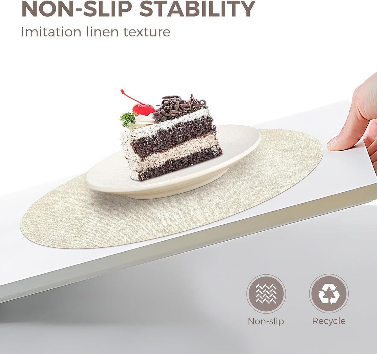NCUE 13" Faux Leather Round Placemats Set of 6, Reversible Dual-Color