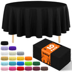 10 Pack Gold Round Tablecloth 84 Inch Round Plastic Table Cloth Disposable Waterproof Table Cover for Wedding Birthday Bridal Shower Party Decorations