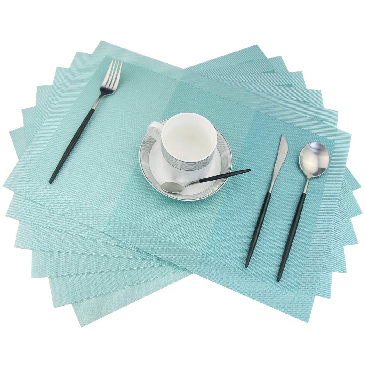 PIGCHCY Place Mats Heat-Resistant Non Slip Placemats Washable Easy to Clean Woven Vinyl Placemats for Dining Table (Set of 4, Brown)
