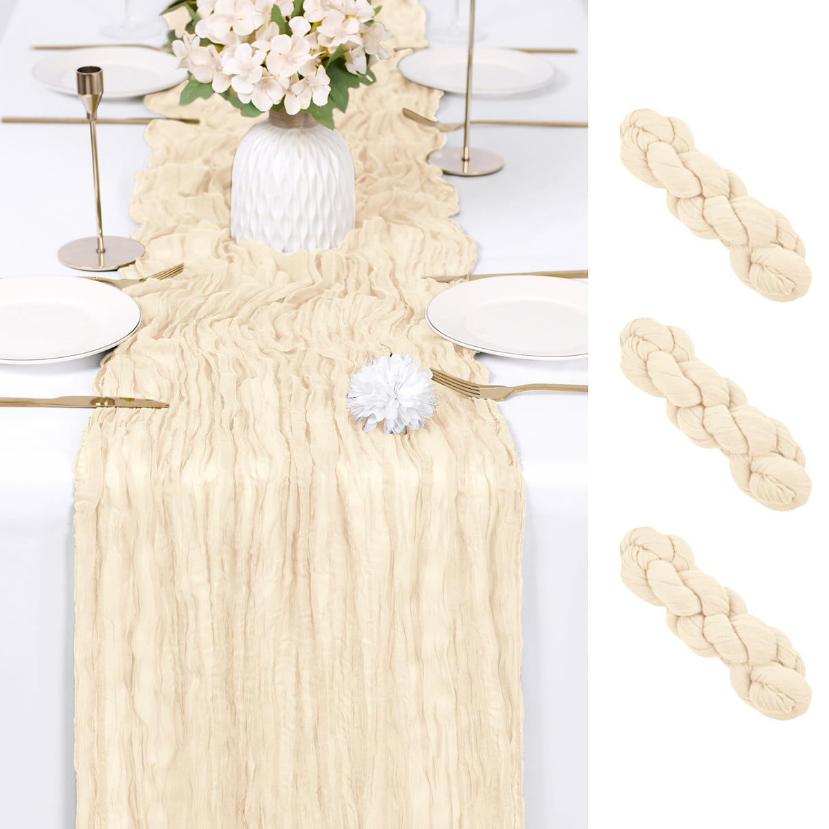 6 Pack Light Pink Cheesecloth Table Runner 17x108 Inch Semi Sheer Boho Gauze Cheese Cloth Fabric Table Runners Table Decor for Wedding Party Baby Shower Birthday Home Decor Garden Farmhouse