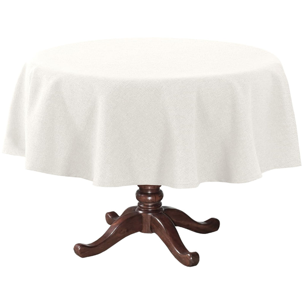 H.VERSAILTEX Linen Textured Tablecloth 60 x 102 Waterproof Decorative Table Cloth Spill-Proof Linen Look Cover for Party Table Extra Soft and Thick Fabric Wrinkle Free, Heather Ivory