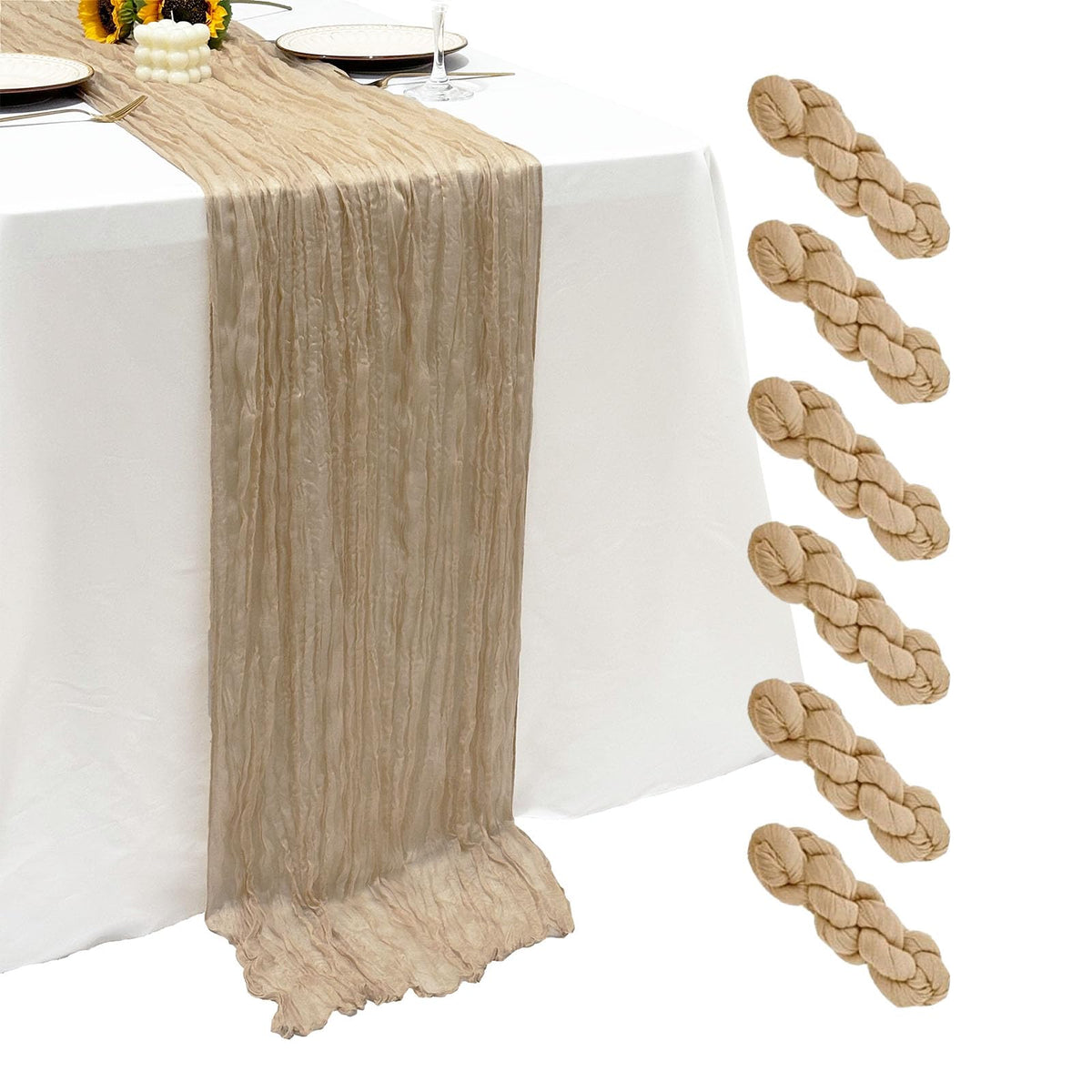 6Pack Terracotta Cheesecloth Table Runner 17x108 inch Sheer Table Runner