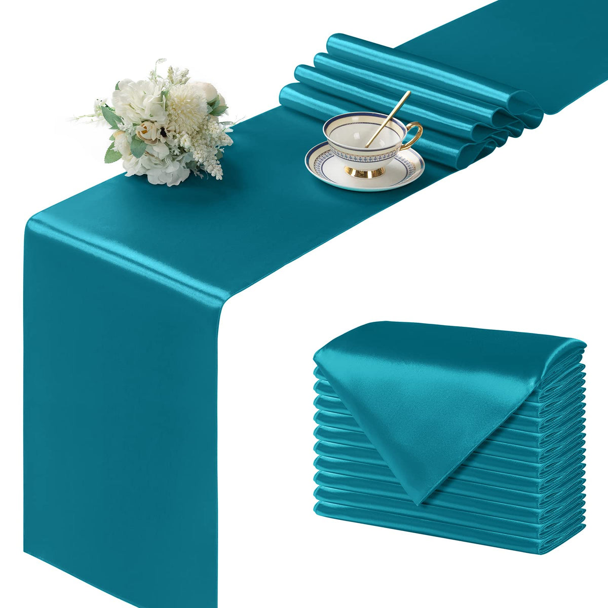 Manyshofu Silver Satin Table Runner 12x108 - 12 Pieces