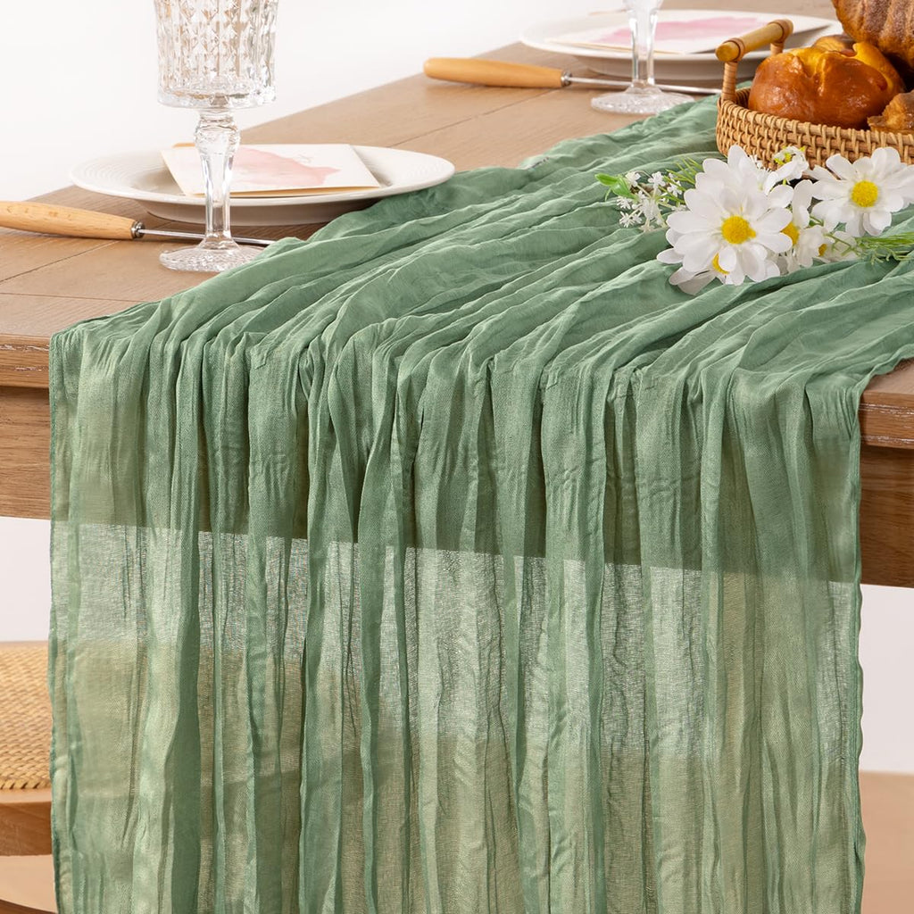 Ivory Cheesecloth Table Runner Farmhouse Fall Table Runner 10ft, 12 Pack