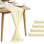 Pufogu 5 Pack 10Ft Light Yellow Chiffon Table Runner Sheer 29x120 Inch