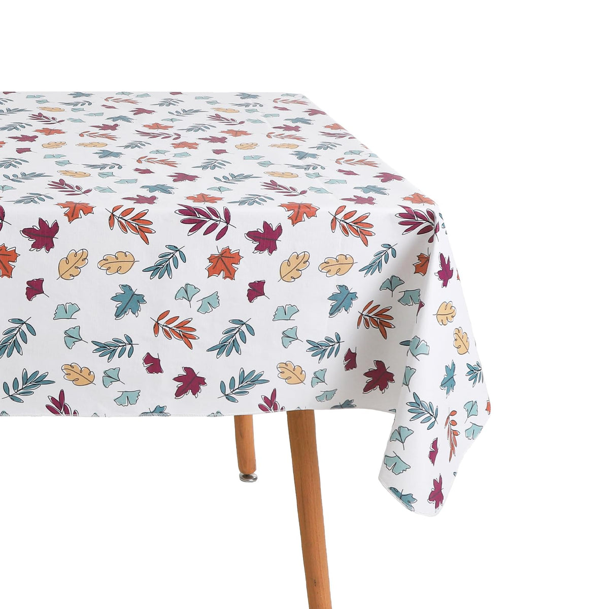 Fall Vinyl Tablecloth with Flannel Backing 52x70 Inch Rectangular,Thanksgiving Plastic PVC Heavy Duty Waterproof Stain Resistant Table Cloth Cover for Dining Party Indoor Outdoor Decoration,Maple Leaf