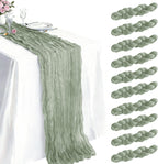 10 Pack Sage Green Cheesecloth Table Runner 21 x 120 Inch Boho Gauze Sheer Table Runner 10FT Long for Wedding Baby Shower Bridal Shower Easter Holiday Birthday Home Decor