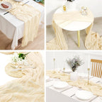 4 Pack Ivory Cheesecloth Table Runner 20 x 120 inch Gauze Table Runners 10 FT Long,Semi Sheer Cheese Cloth Fabric Table Runner Bulk for Wedding,Party,Baby Shower,Bridal Shower Decoration