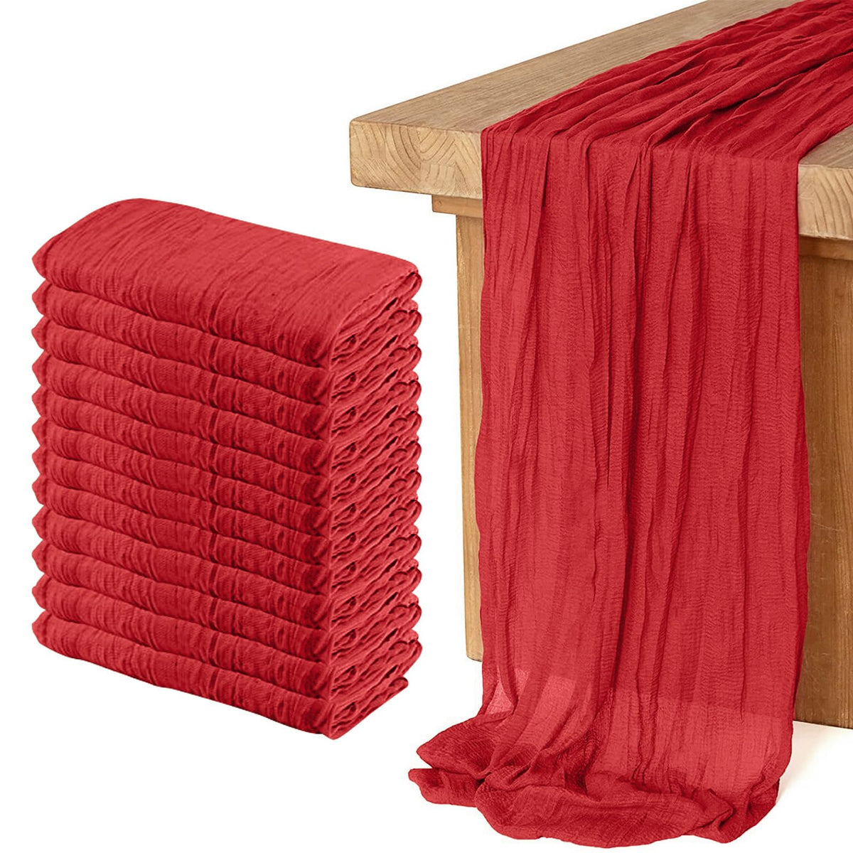 12 Pack Cheesecloth Table Runner, Runner Gauze Boho Wedding Decor Romantic Table Runner for Wedding Birthday Party(35" x 118") (Terracotta)