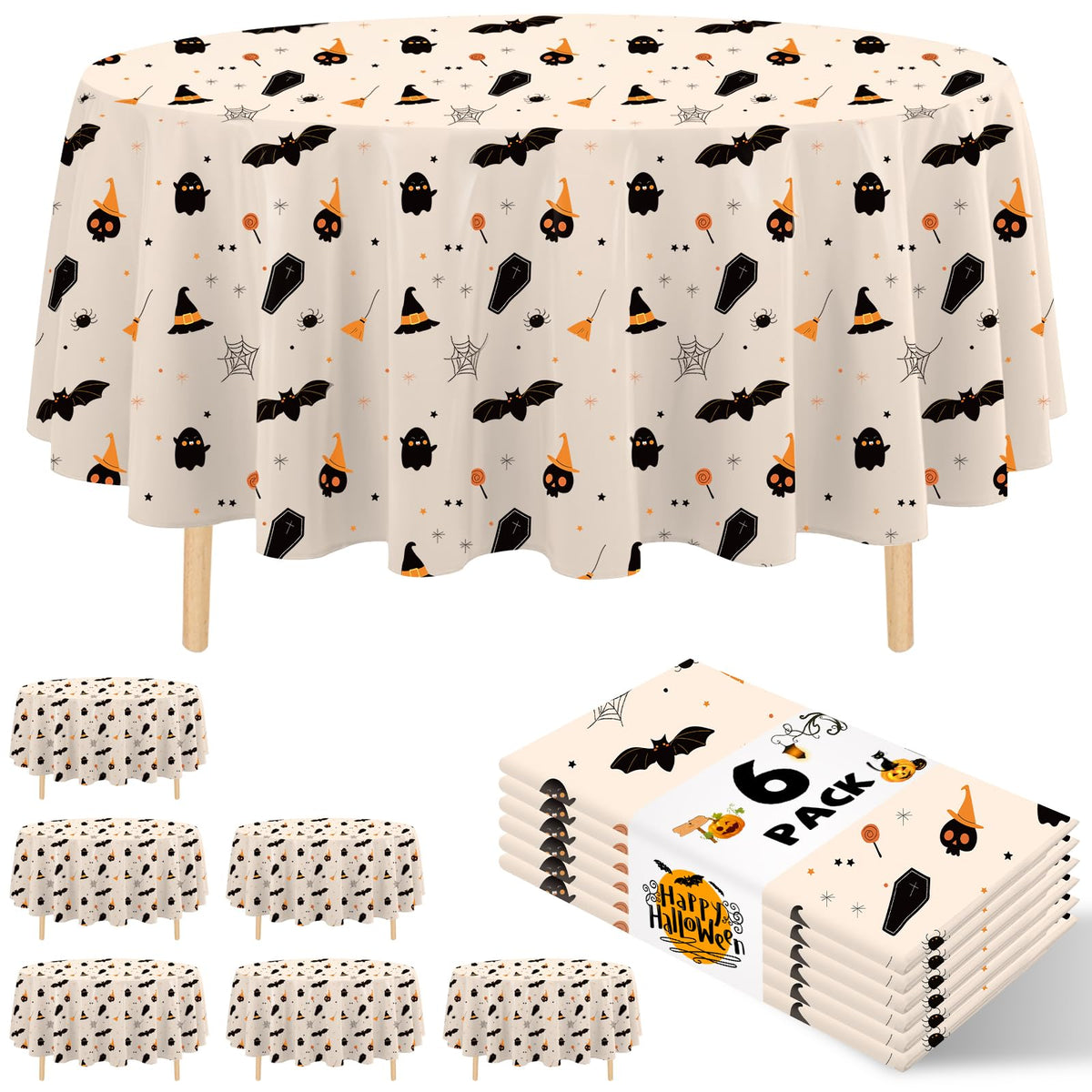 6 Pack Happy Birthday Plastic Tablecloths, 108" x 54" Rectangle Disposable Table Covers for Picnic Birthday Wedding Parties (Balloon)