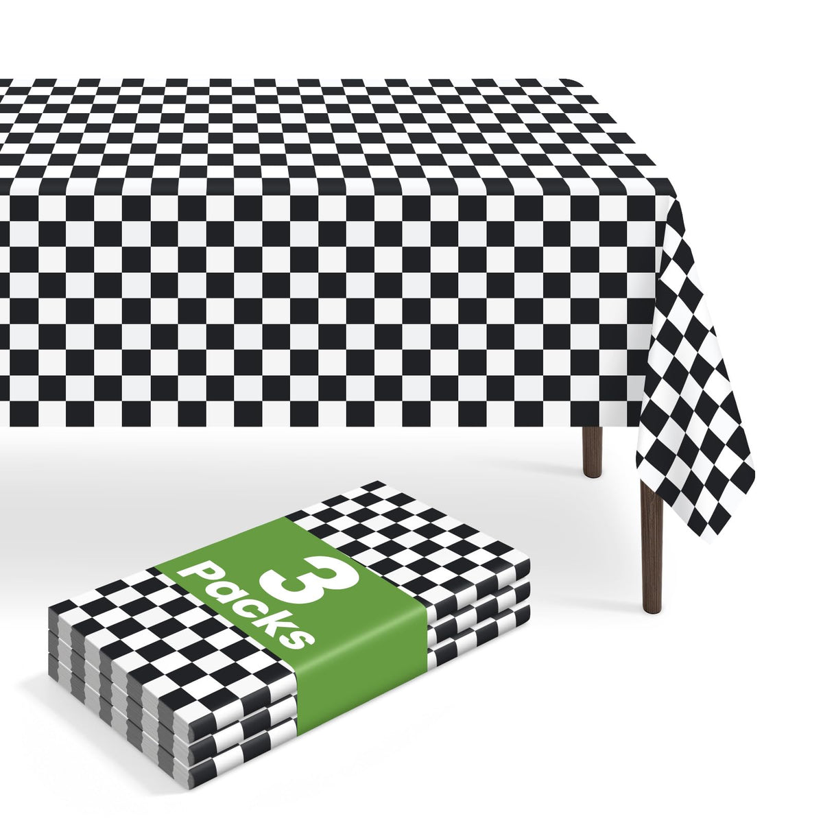 6 Pack Disposable Blue Gingham Plastic Tablecloth, 54 x 108 Inch