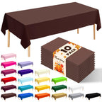 10 Pack Gold Round Tablecloth 84 Inch Round Plastic Table Cloth Disposable Waterproof Table Cover for Wedding Birthday Bridal Shower Party Decorations