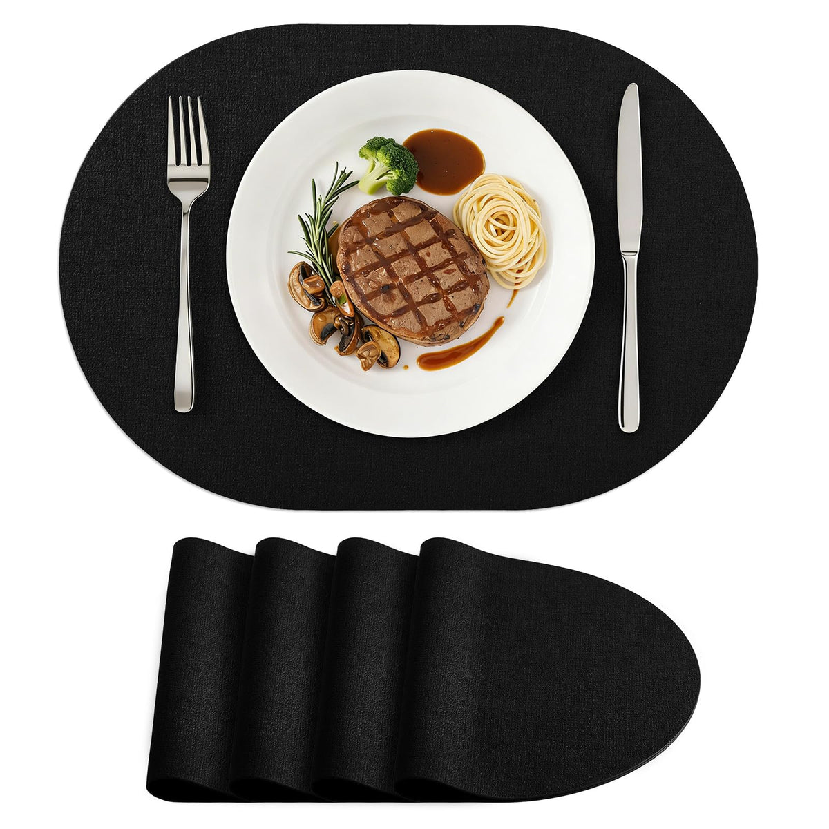 homing Heat Resistant Oval Placemats Set of 6, Navy
