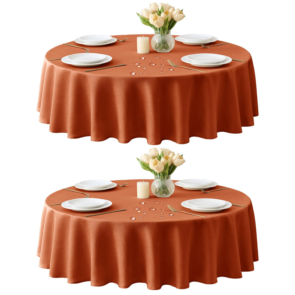 Table Cloths Rectangle 6ft, Slub Textured, Waterproof, 2-Pack