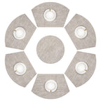 SHACOS Small Round Table Placemats Set of 5 Woven Vinyl Wedge Placemats with Centerpiece Round Table Mats Heat Resistant Wipe Clean (5, Black Gray)